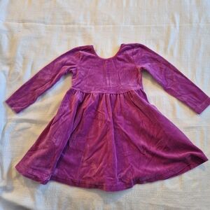 Hanna Andersson girls 90 or 3T purple velour long sleeve dress has pockets VGUC
